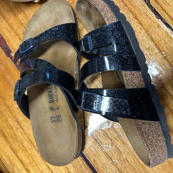 Birkenstock Shoes - Birkenstock Black Sparkle Arizona-Style Double Strap Sandals